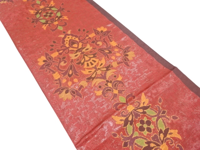 華紋模様織り出し袋帯